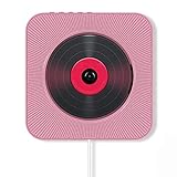 MEGICOT Leitor De CD Bluetooth 5 0 Montável Na Parede Com Alto Falantes Embutidos Reprodutor De Música Portátil Com Controle Remoto Suporte De Rádio Fm Usb Flash Aux Play Rosa