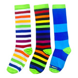 Meia 3 4 Infantil Colorida Cano Alto 3 Pares Modinha