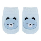 Meia Anti Derrapante Bebe Com Aplique Urso Azul Pp 0 6 Meses