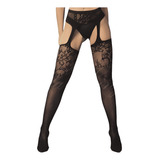 Meia Arrastão Sexy Cinta Liga Sensual Rendada Preta