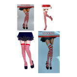 Meia Calça Branca Listras Vermelha 7 8 Lolita Cosplay Sexy