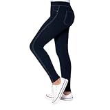 Meia Calça Lobinha Legging Jeans Fio 150 Tamanho M Cor Marinho Noite