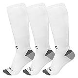 Meia De Compressão Cano Longo Solid Muvin - Kit Com 3 - Cano Alto - Boa Respirabilidade - Protege Contra Bolhas - Unissex - Corrida - Caminhada - Ciclismo - Exercícios - Fitness - Esportes - Conforto -34-39- Branco-