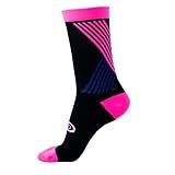 Meia Marcio May Sports Preta Com Listras Rosa E Azul