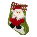 Meia Papai Noel Bota Enfeite Natal 25cm Verde Decoração