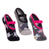 Meia Sapatilha Home Socks Ginástica Feminina Kit Com 3 Pares
