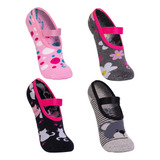 Meia Sapatilha Home Socks Ginástica Feminina Kit Com 4 Pares