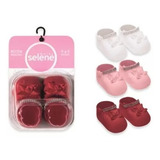 Meia Sapatinho Com Strass E Aplique Kit 3 Pares Selene Bebê