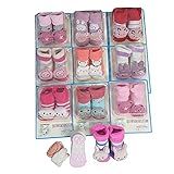 Meia Sapatinho Infantil Bebê Modelo 3D Antiderrapante Kit 3 Pares Sortidos Feminino Antiderrapante Menina 