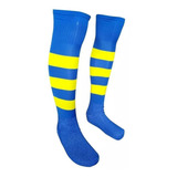Meião De Futebol Listrado Royal Com Amarelo Kit Com 10 Pares