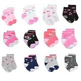 Meias Bebês Kit 12 Pares Feminino Recém Nascido Cor Colorido Tamanho 0 6 Meses