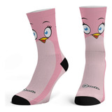 Meias Divertidas Cano Alto Skate Crossfit Patins Stella Rosa