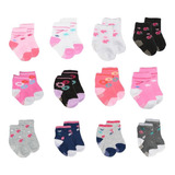 Meias Infantil 12 Pares De 0 A 2 Anos Recém Nascido Feminina