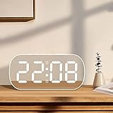 Mekek Despertador Digital Relógios De Mesa Com Espelho De LED Para Quartos 5 Níveis De Brilho Alarmes Duplos E Portas USB Soneca Despertador Grande De Fácil Leitura Para Decoração De Quarto Luz