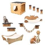 Melhor Kit Playground Brinquedo Para Gatos Mdf Reforçado Gatificação Parquinho 11 Peças Cama Rede Arranhador Mondo Box