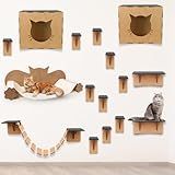 Melhores Playground Para Gatos Kit Brinquedo 16 Peças Para Gato Prateleiras Nichos Rede Escadinha Circuito Com Carpete Box Fan