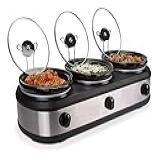 MEMBER-S MARK Rechaud Elétrico Triplo Buffet Slow Cooker 127V 3 Settings Preto Cerâmica