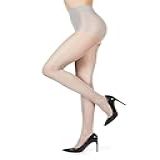 MeMoi Meia Calça Transparente Brilhante Meia Calça De Controle Confortável Nylons Leves Para Mulheres Tamanhos Pequeno A GG Prata M