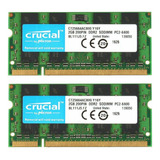 Memória P Notebook Crucial 4gb 2x2gb Ddr2 800mhz Pc2 6400