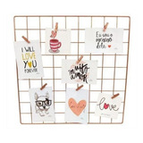 Memory Board Painel De Fotos Tela Aramada 60x60 Cm Rose Gold Liso