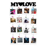 Memory Board Painel Varal Fotos My Love Mini Prendedores