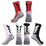 MENDENG Meias Masculinas De Futebol Antiderrapantes Para Homens Meias Hospitalares Antiderrapantes Para Treinamento 3 Pares Preto Branco Vermelho 6 12