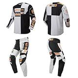 MENDLOR Conjunto De Calça De Jérsei De Motocross Mx Gear Para Homens E Mulheres Dirt Bike Enduro Offroad Riding Ride Racewear Racing Adulto- Branco- Preto- Laranja- Jersey M Pants 32