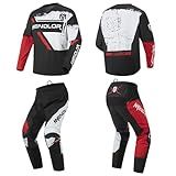 MENDLOR Conjunto De Calças De Motocross Jersey Mx Gear Para Homens E Mulheres- Conjunto De Equipamentos Para Bicicleta Suja- Roupa De Corrida De Enduro Ride Offroad Adulto Equitação- Vermelho- Branco-