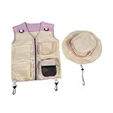 Menolana Conjunto De 2 Peças De Colete De Carga E Chapéu Infantil Fantasia De Explorador Kit De Aventura De Quintal Lavável Para