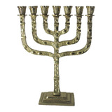 Menorah 7 Velas 33 Cm Castiçal Candelabro Bronze Judaico