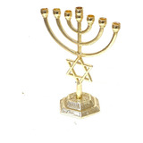 Menorah Candelabro Judaico Dourado Margem Estrela De Davi