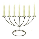 Menorah Judaico Porta Vela Castiçal Candelabro 7 Velas Luz