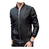 Mens Couro Coreano Slim Fit Jaquetas De Couro Moda Casual