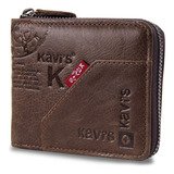 Mens Curto Couro Genuíno Zipper Bolsa Vintage