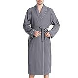 Mens Shawl Collar Robe Roupão De Banho Completo Spa Robe Adulto Kimono Hotel Camisola,gray M,xl