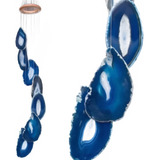 Mensageiro Sino Dos Ventos Móbile Ágata Azul 7 Pedras Lindo