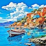 Meothan Kit De Pintura De Paisagem Por Números Para Adultos Iniciantes Cenários Costeiros Kits De Pintura Por Números Em Tela Pintura A óleo Acrílica DIY Por Número Para Adultos Para Decoração De