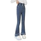 Mercatoo Tollder Girl Calça Jeans Casual Longa Cintura Elástica Flare Emagrecedora Calça Jeans Infantil Menina Azul 8 9 Anos