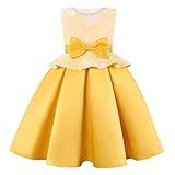 Mercatoo Vestido Infantil Infantil De Natal Sem Mangas Para Concurso Festa De Aniversário Estampa Floral Laço Amarelo 4 5 Anos