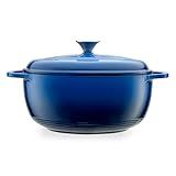 Mercer Culinary Forno Holandês Redondo De Ferro Fundido Esmaltado 6 Qt Azul Marinho