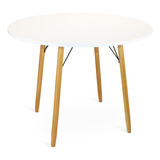Mesa 100cm Eiffel Redonda Pés De Madeira Eames Mdf 18 Mm
