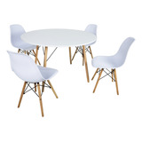 Mesa 120cm 4 Cadeiras Sala De Jantar Charles Eames Wood
