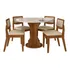 Mesa 4 Cadeiras Redonda C/vidro Santorini Fre/off/corino Beg