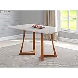Mesa 6 Lugares Madeira Maciça Com Vidro Canto Arredondado 160x90cm Jantar Anna Âmbar Off White