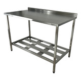 Mesa Aço Inox Nortinox 140 Cm X 70 Cm X 90 Cm Com Espelho