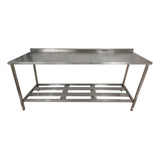 Mesa Aço Inox Nortinox 190cm X 70cm X 90cm C Espelho Trasei