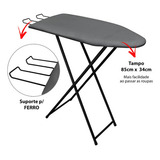 Mesa Açomix Tábua De Passar Roupa Reforçada Dobrável Preta