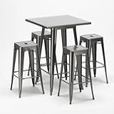 Mesa Alta Bistrô De Bar 4 Banquetas Altas Iron Tolix