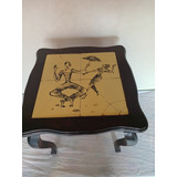 Mesa Antiga Lateral Madeira Imbuia Tampo Azulejo Tema Frevo