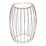 Mesa Apoio Lateral 43 Cm Tampo Vidro Branco Base Metal Cobre Cor Branco E Cobre